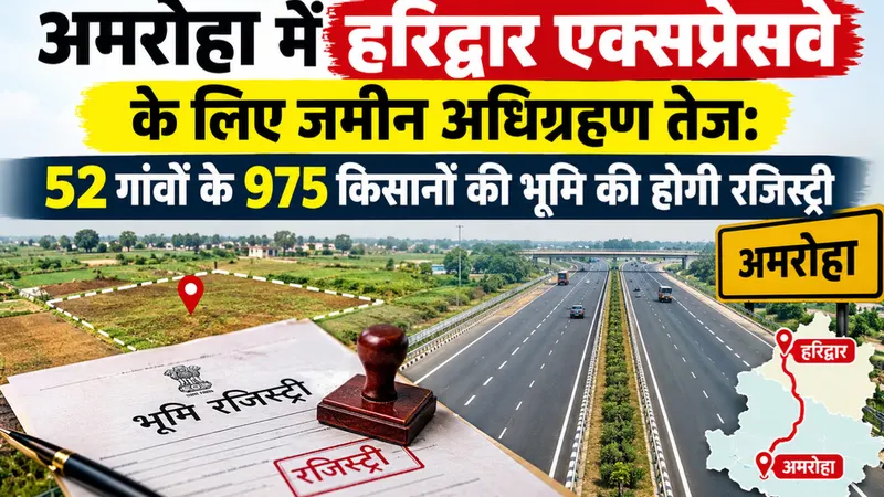 अमरोहा में हरिद्वार एक्सप्रेसवे के लिए जमीन अधिग्रहण तेज: 52 गांवों के 975 किसानों की भूमि की होगी रजिस्ट्री