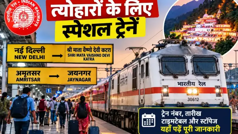 रेलवे ने त्योहारों के लिए चलाईं स्पेशल ट्रेनें: वैष्णो देवी से जयनगर तक सफर करने वालों के लिए जरूरी अपडेट