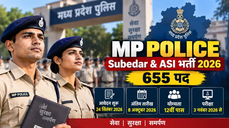 MP Police Recruitment 2026: सूबेदार और ASI के 655 पदों पर भर्ती, 12वीं पास के लिए मौका; 24 सितंबर से आवेदन