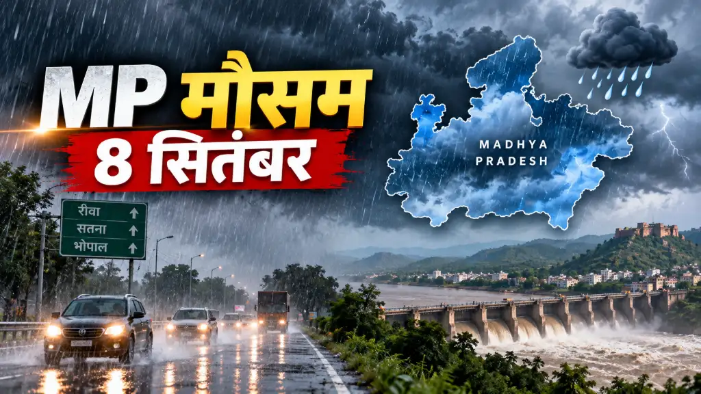 MP Weather 8 September: Rewa-Satna समेत 6 जिलों में भारी बारिश का अलर्ट, Bhopal-Indore में Thunderstorm; जानें पूरे प्रदेश का हाल