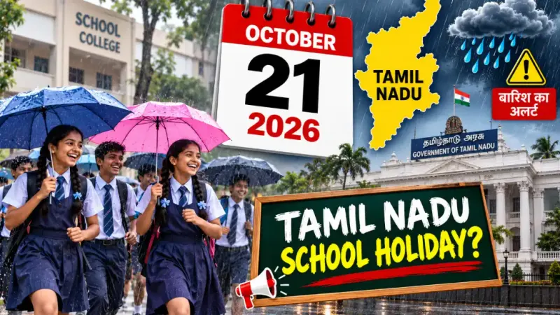 Tamil Nadu School Holiday 21 October 2026: क्या कल तमिलनाडु में बंद रहेंगे स्कूल-कॉलेज? जानें बारिश का अलर्ट और सरकारी आदेश
