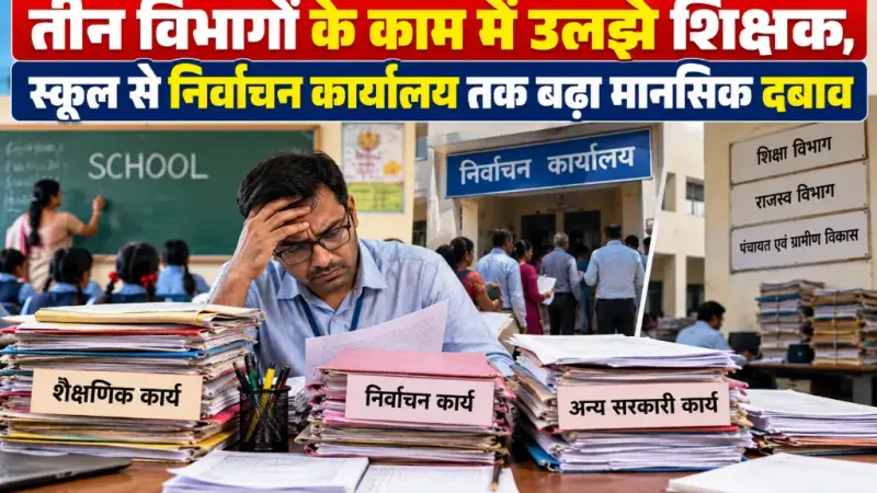 रीवा: तीन विभागों के काम में उलझे शिक्षक, स्कूल से निर्वाचन कार्यालय तक बढ़ा मानसिक दबाव